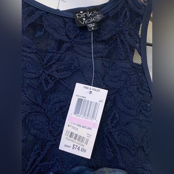 Navy Blue Floral Dress - Picture 3 of 3